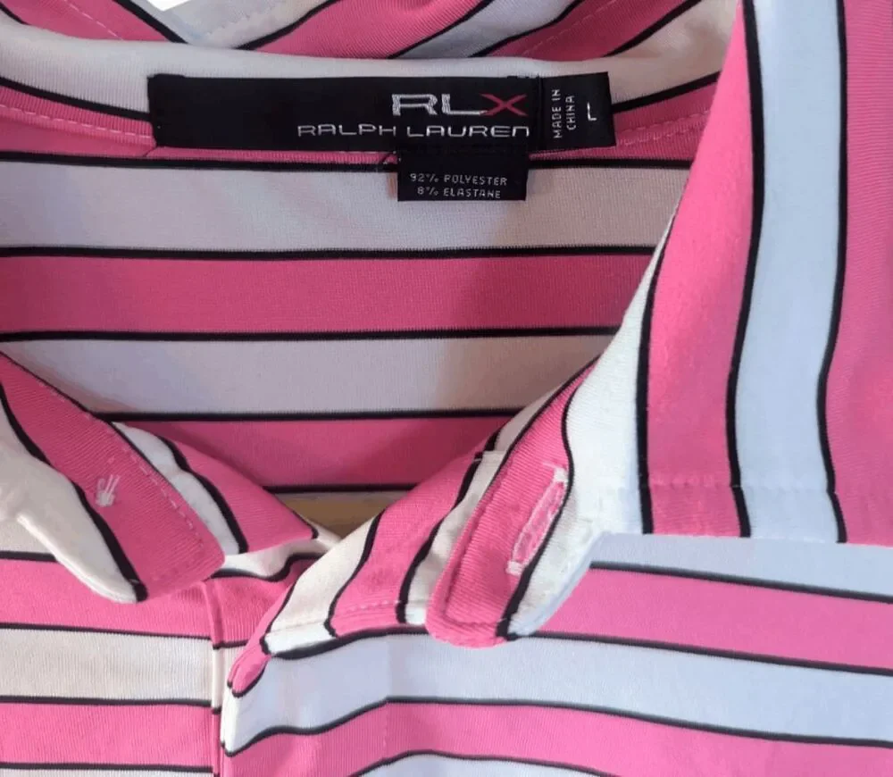 RALPH LAUREN Lisle Club Striped Short Sleeve Polo Shirt Size Large